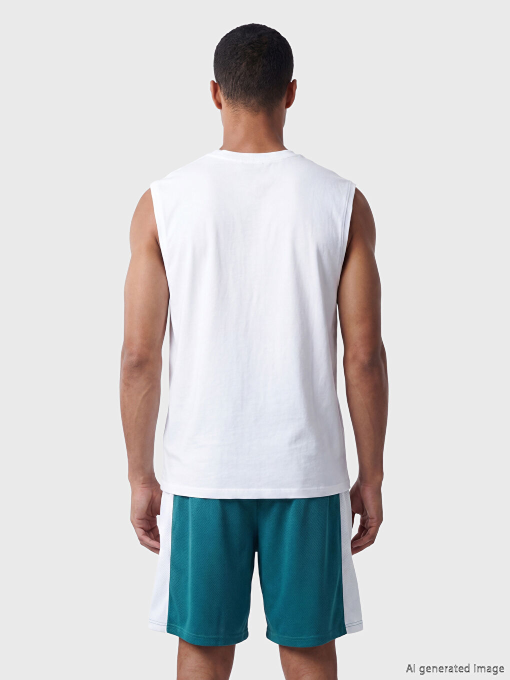 Bisiklet Yaka Baskılı Kolsuz Erkek Tişört-3