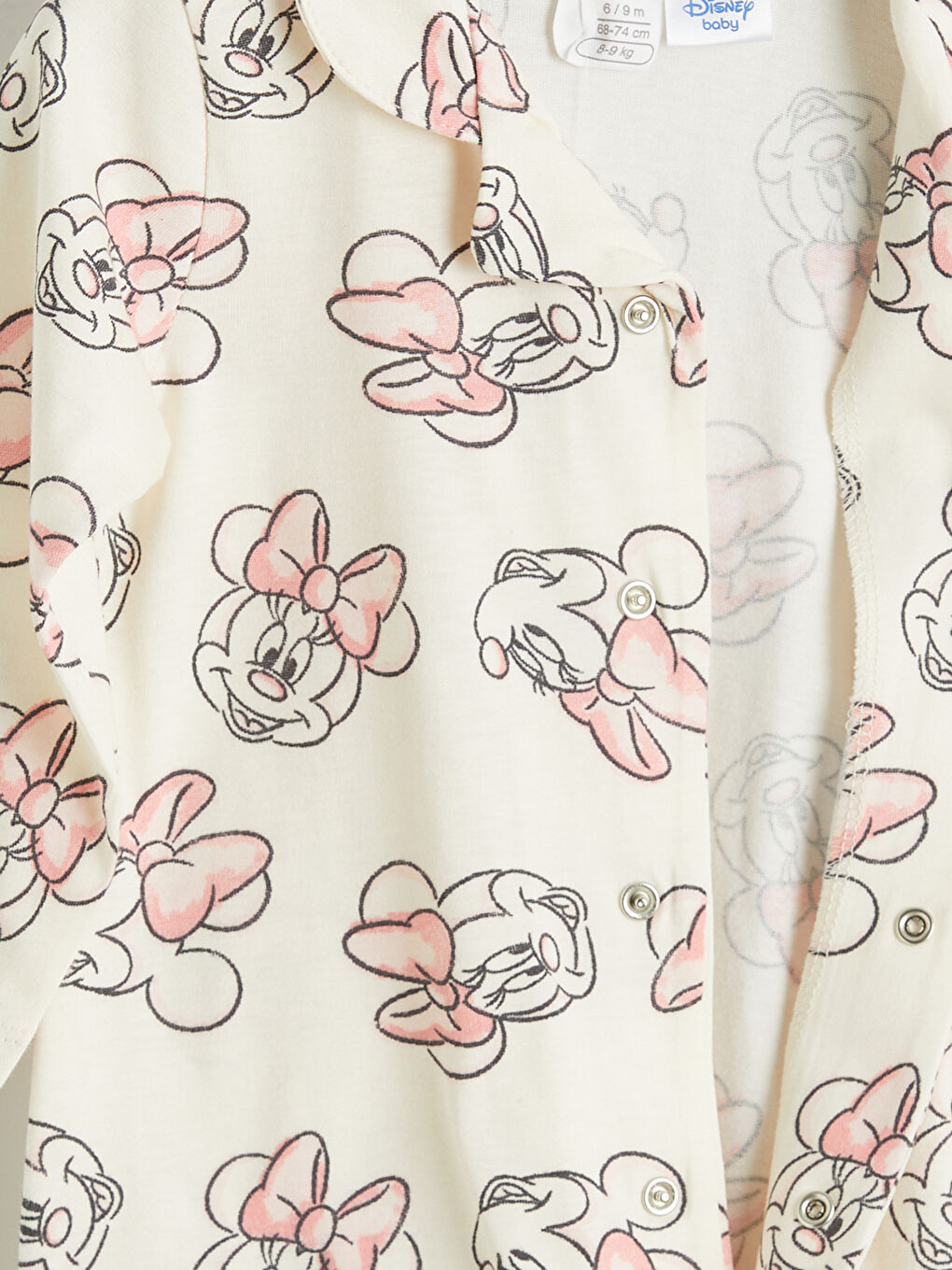 Ekru Minnie Mouse Baskılı Kız Bebek Tulum-2