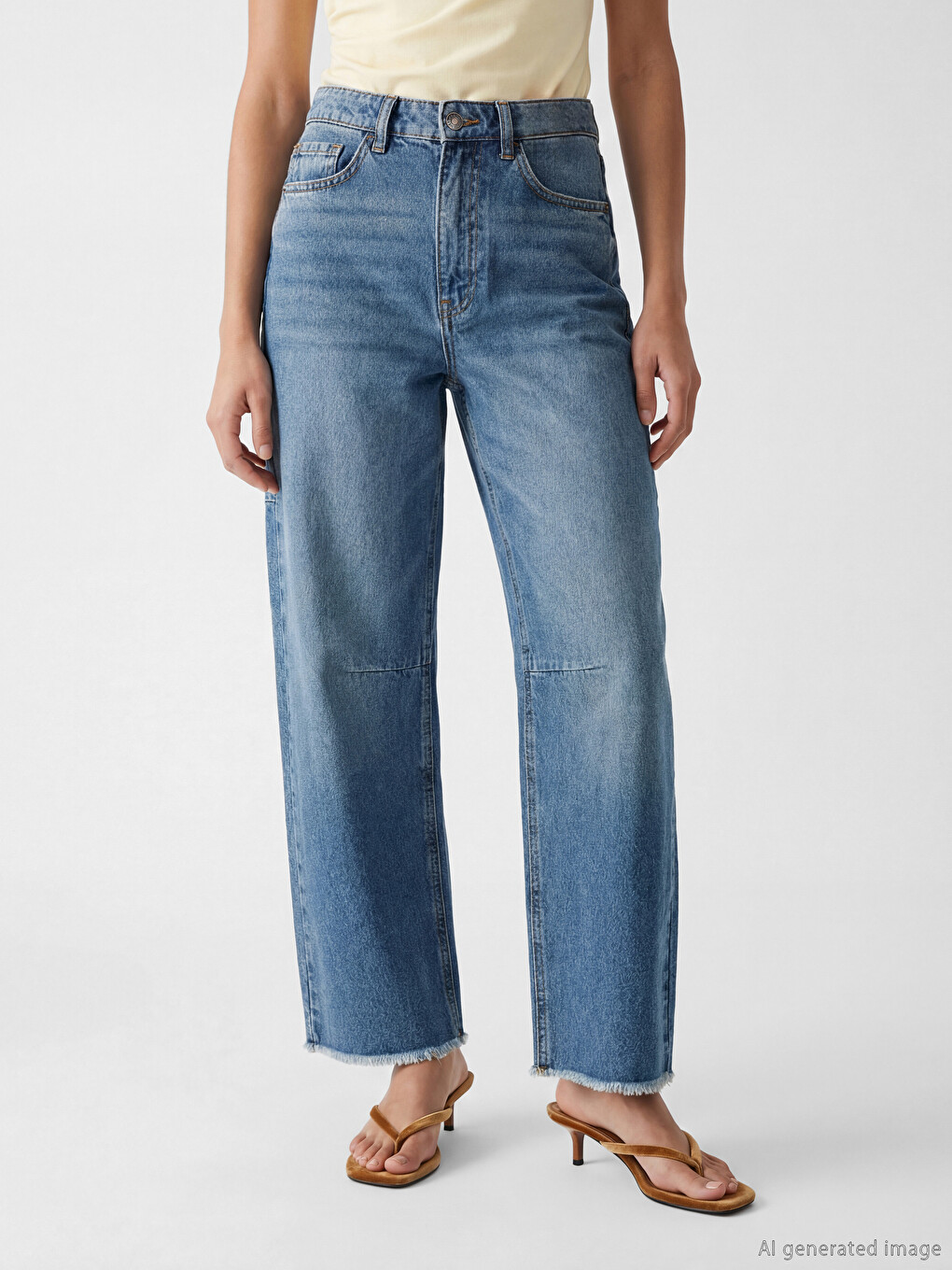 High Waist Barrel Fit Damen Jeans-1
