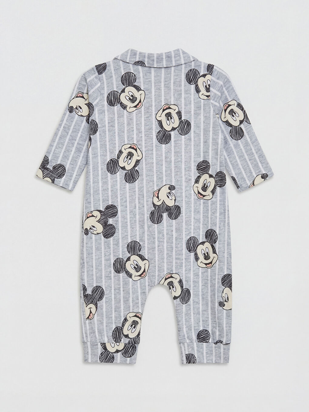Gri Mickey Mouse Baskılı Erkek Bebek Tulum-1