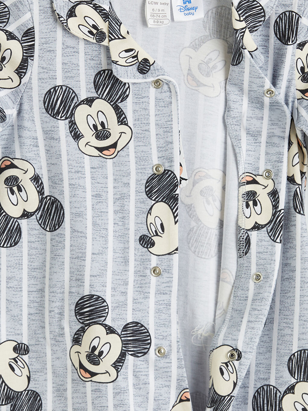 Gri Mickey Mouse Baskılı Erkek Bebek Tulum-2