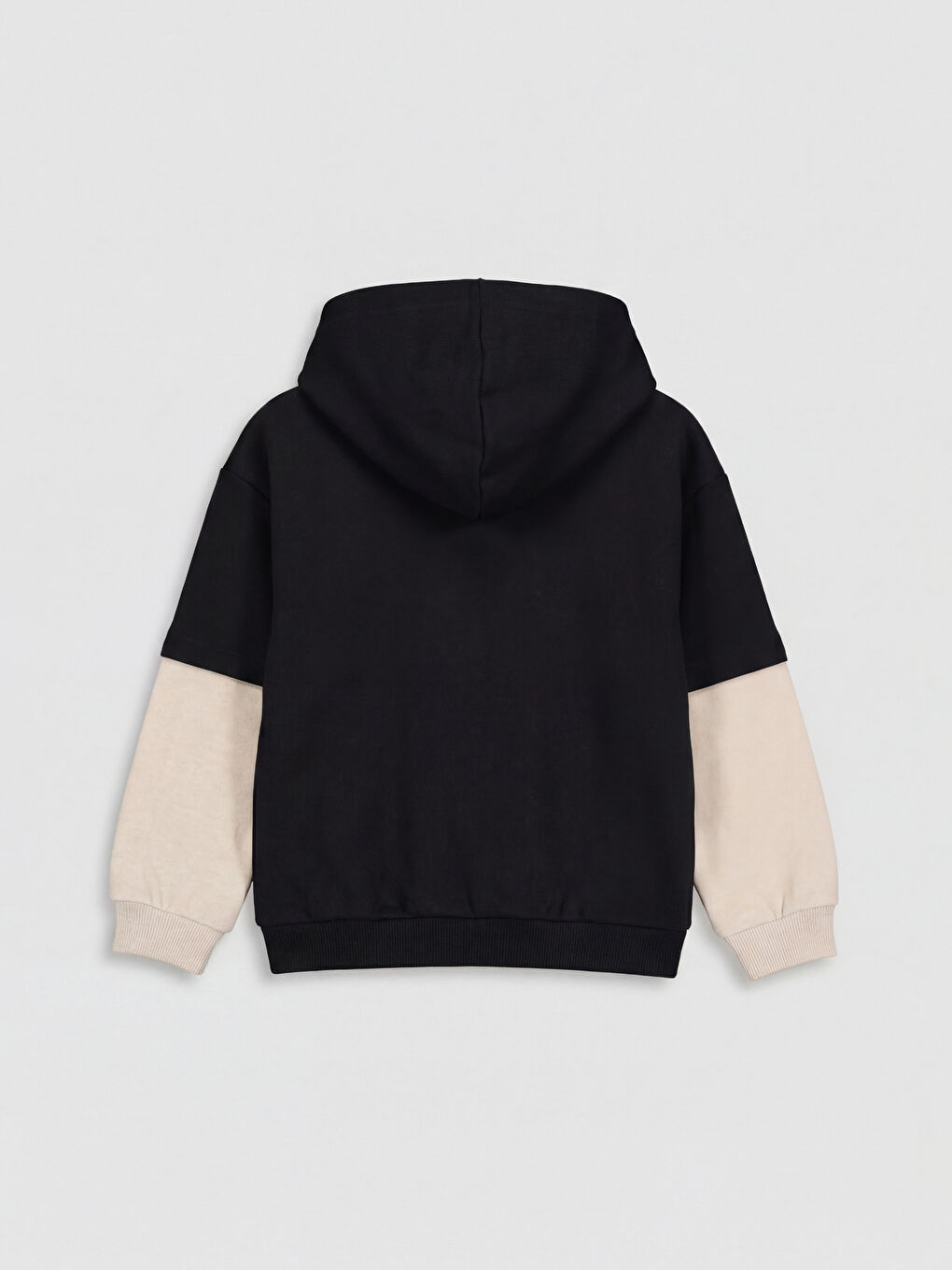 Siyah Renk Bloklu Erkek Çocuk Kapüşonlu Sweatshirt-1