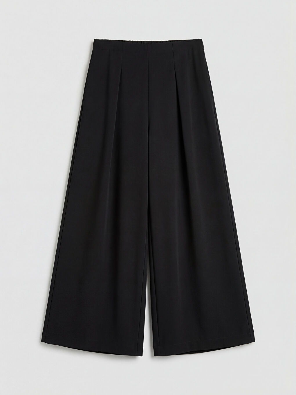 Siyah Beli Lastikli Kadın Pileli Kumaş Pantolon		
