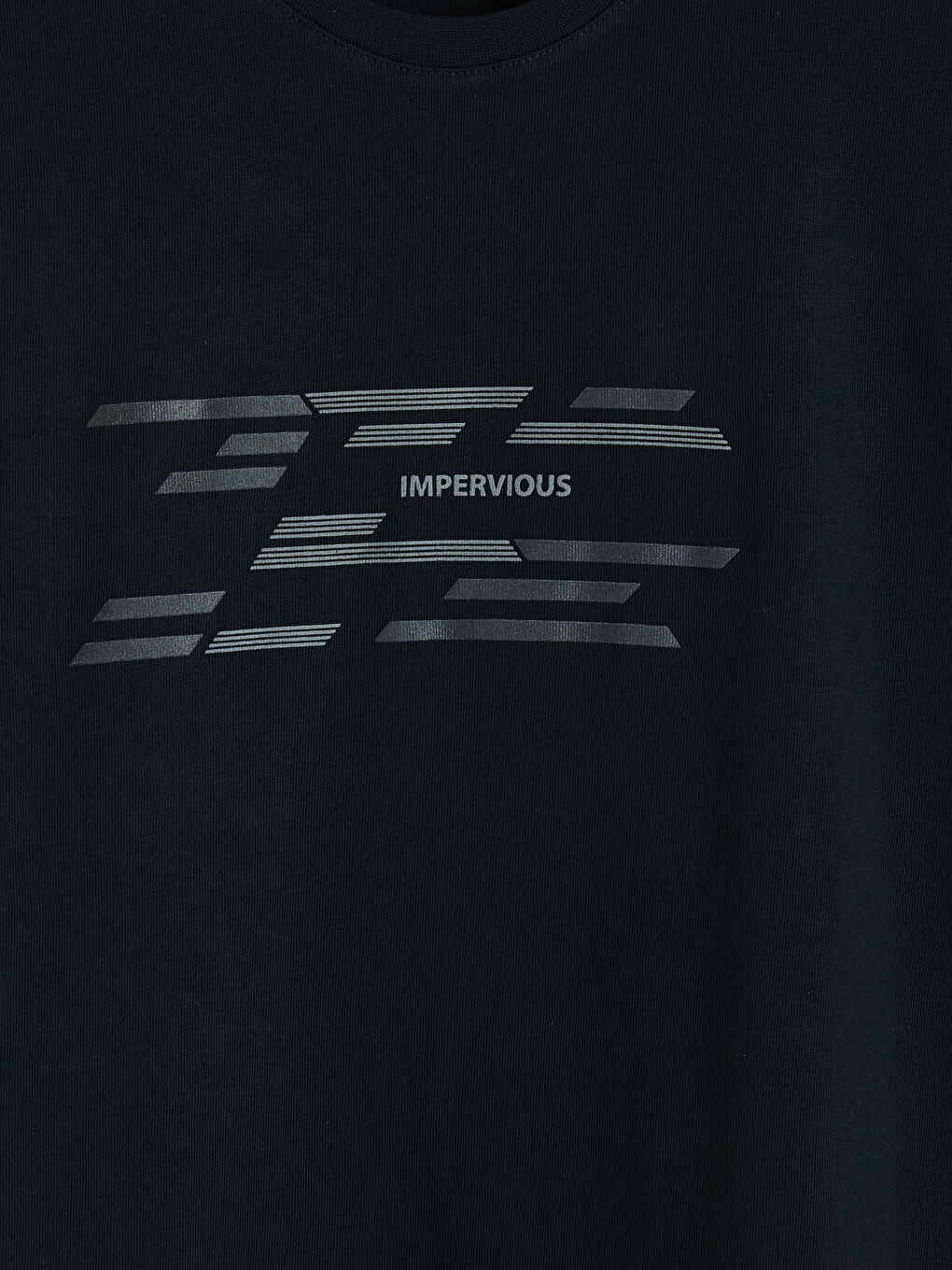 Siyah Bisiklet Yaka Baskılı Erkek Penye Tişört-2