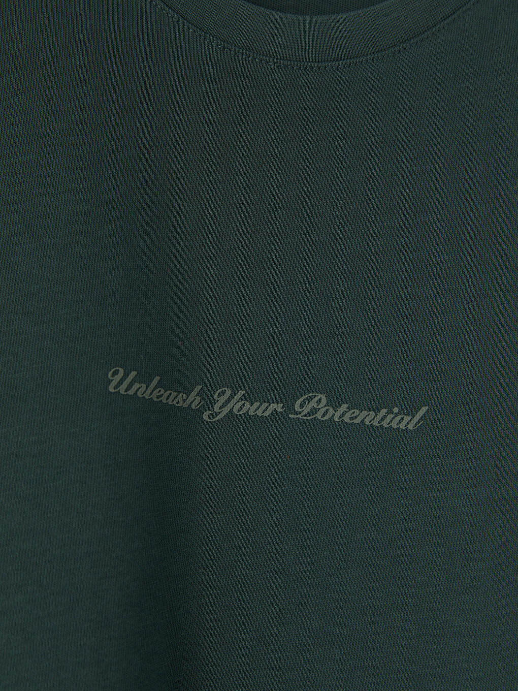 Yeşil Bisiklet Yaka Slogan Baskılı Erkek Tişört-2