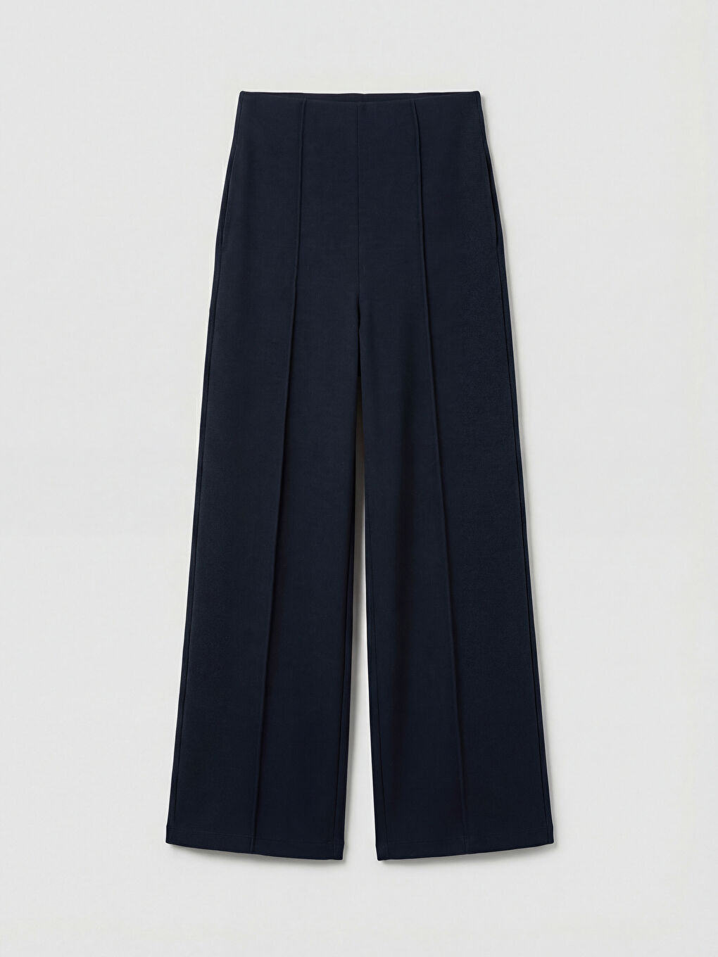 Lacivert Yüksek Bel Geniş Paça Kadın Pantolon