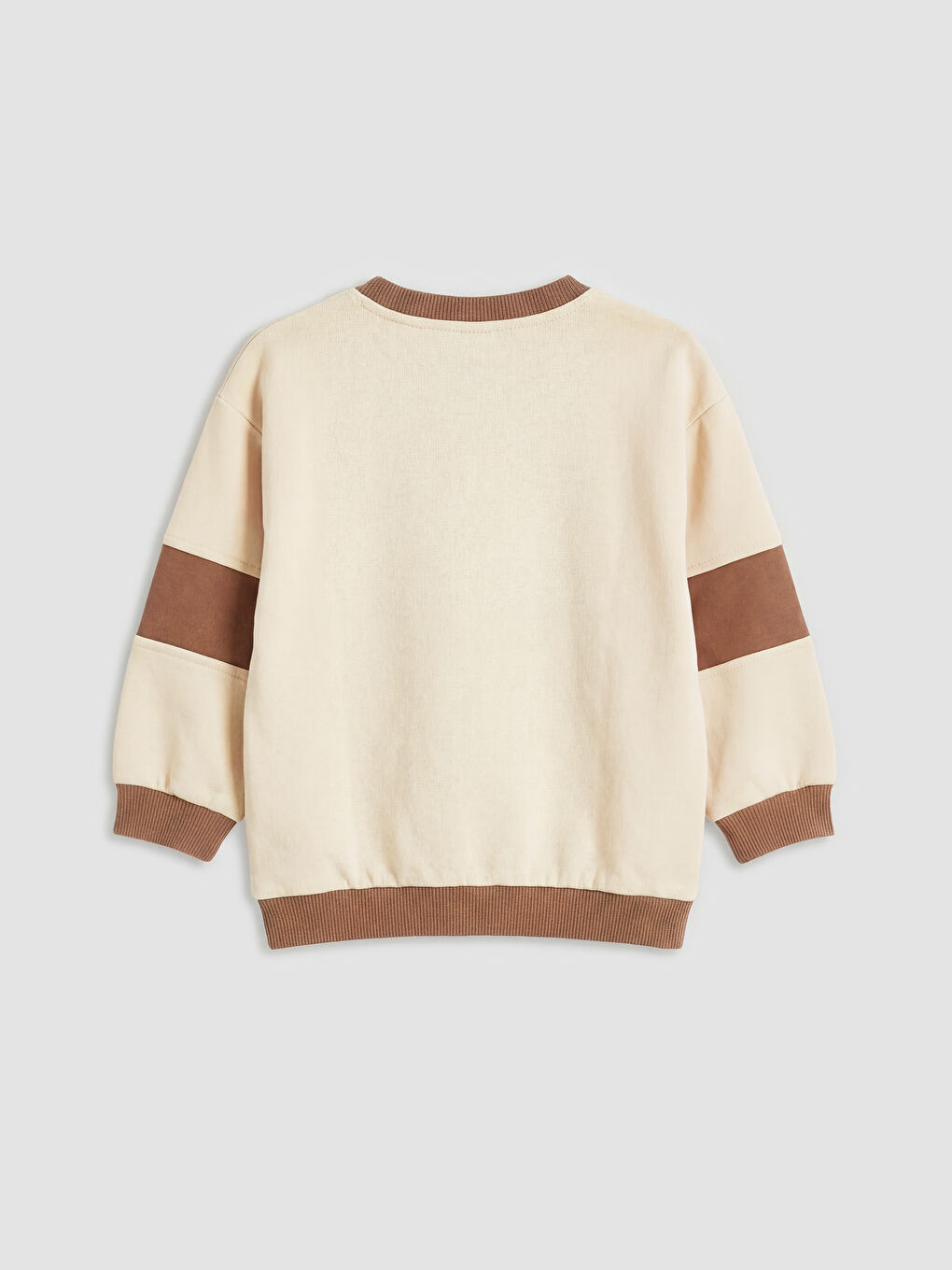 Bej Bisiklet Yaka Baskılı Erkek Bebek Sweatshirt-1