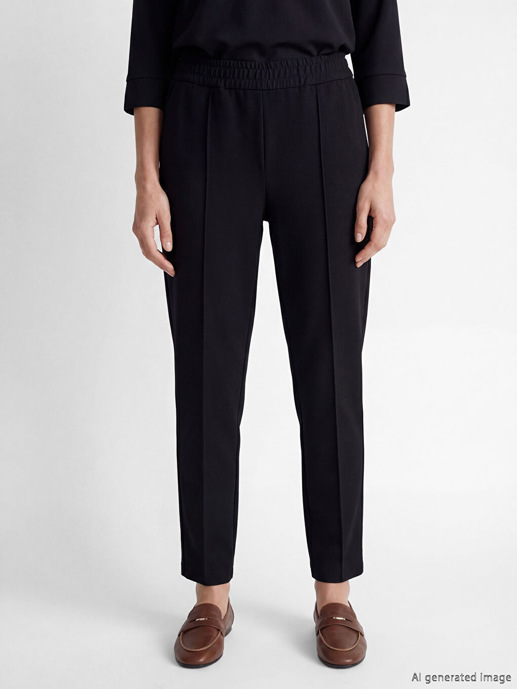 Siyah Beli Lastikli Kadın Pantolon-2