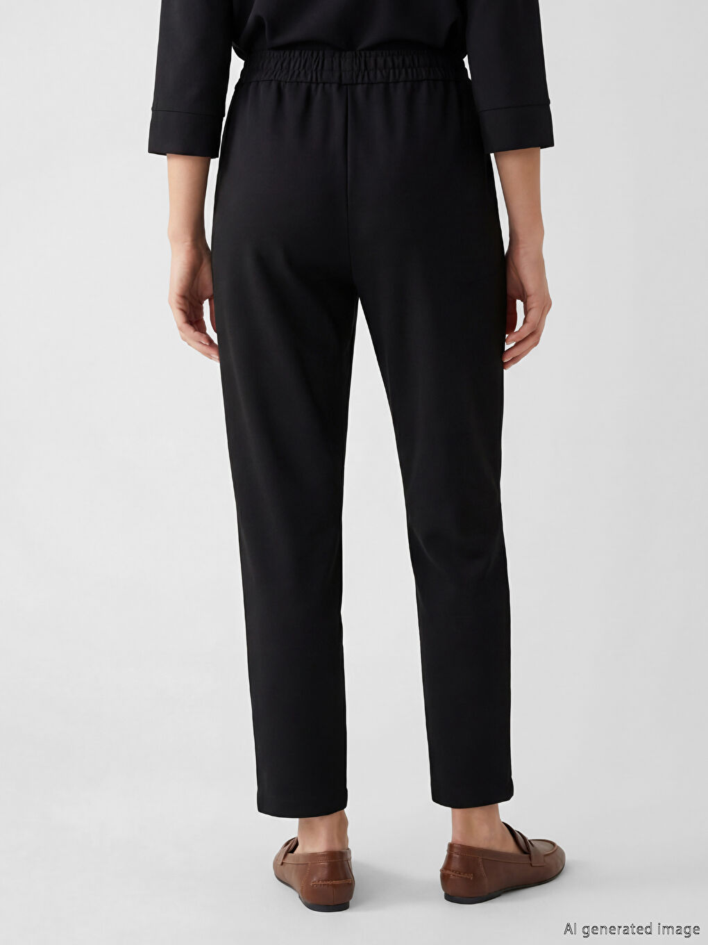 Siyah Beli Lastikli Kadın Pantolon-4