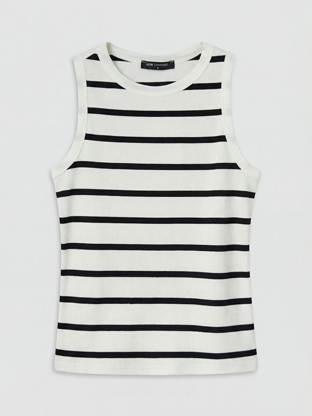 Bej Bisiklet Yaka Çizgili Kadın Atlet