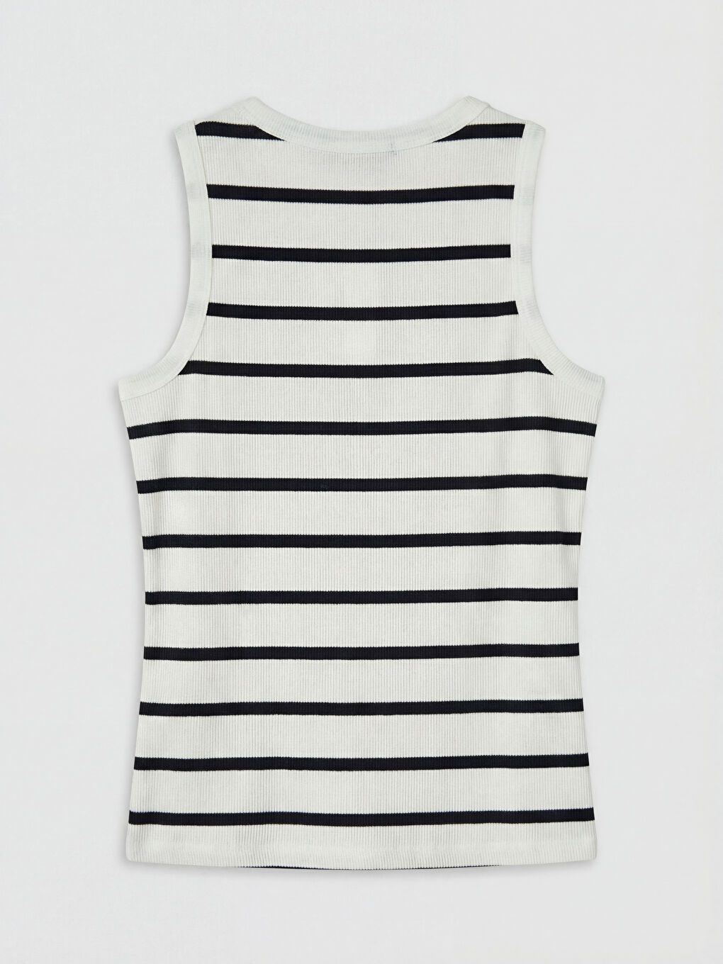 Bej Bisiklet Yaka Çizgili Kadın Atlet-1