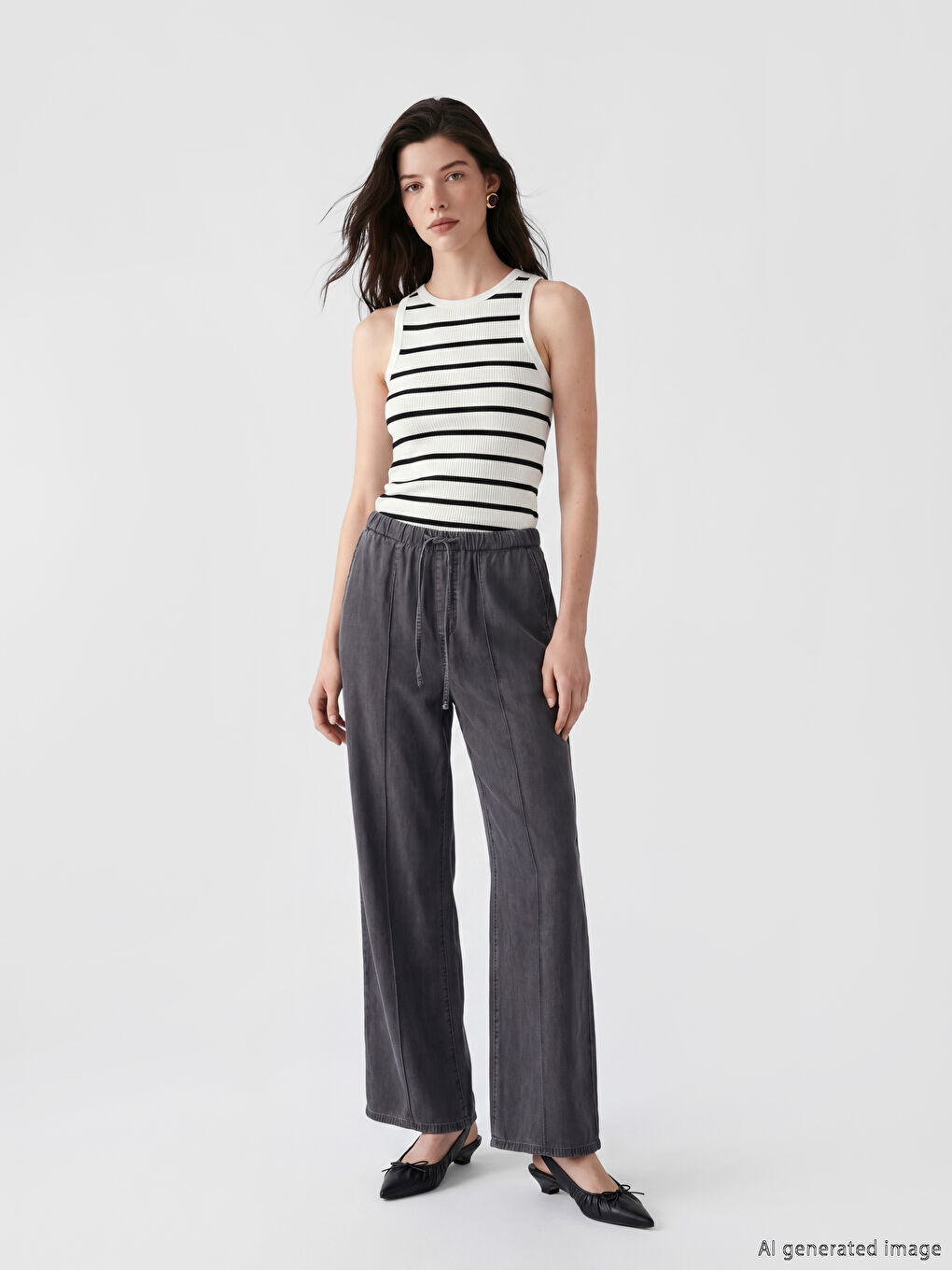 Crew Neck Striped Women's Tank Top-1