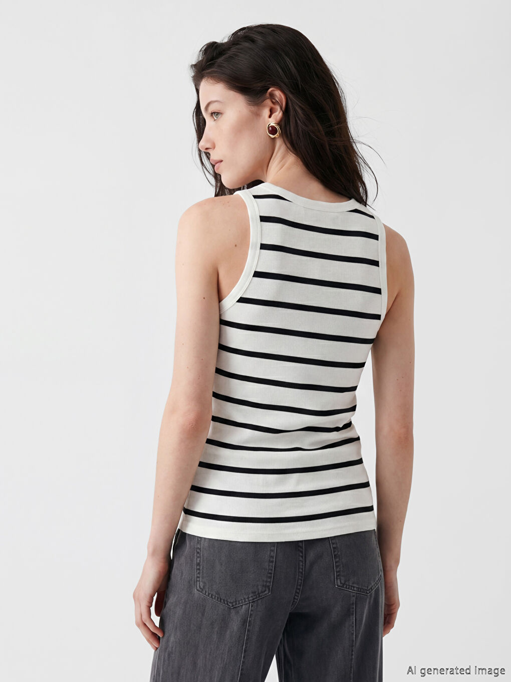 Crew Neck Striped Women's Tank Top-3