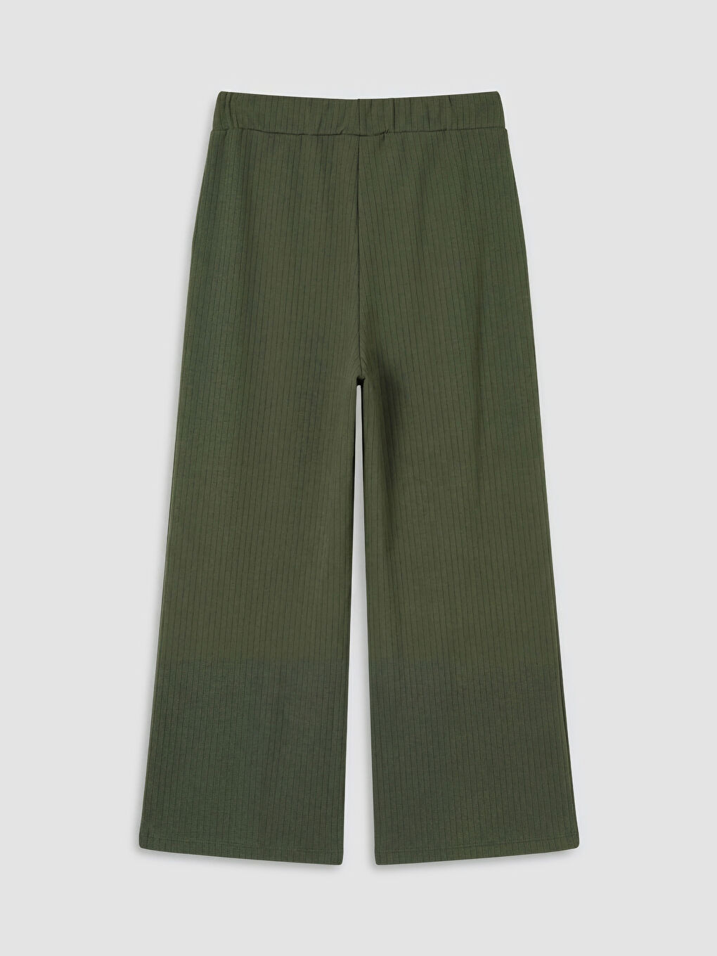 Haki Loose Fit Çizgili Kadın Pantolon-1