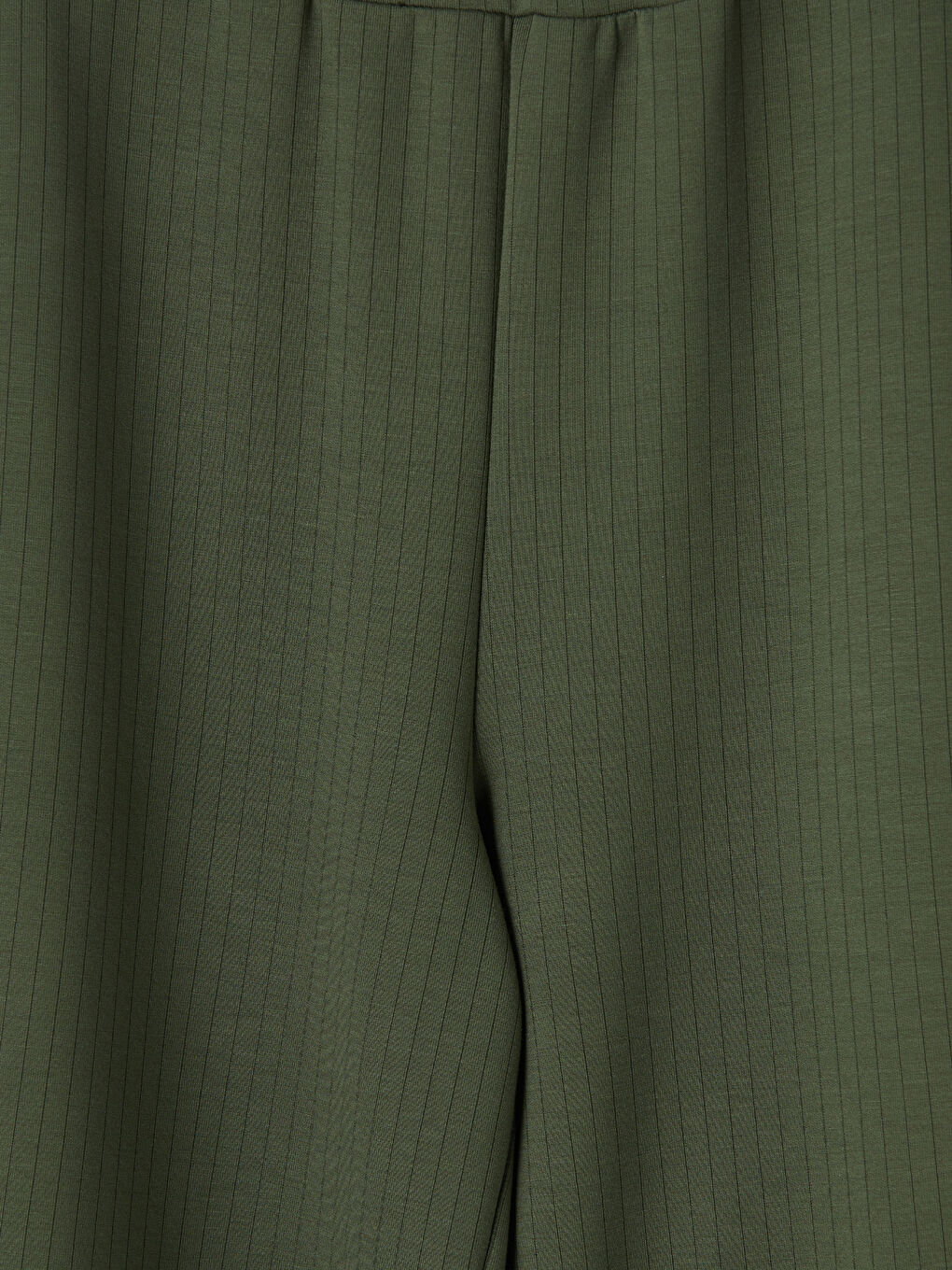 Haki Loose Fit Çizgili Kadın Pantolon-2