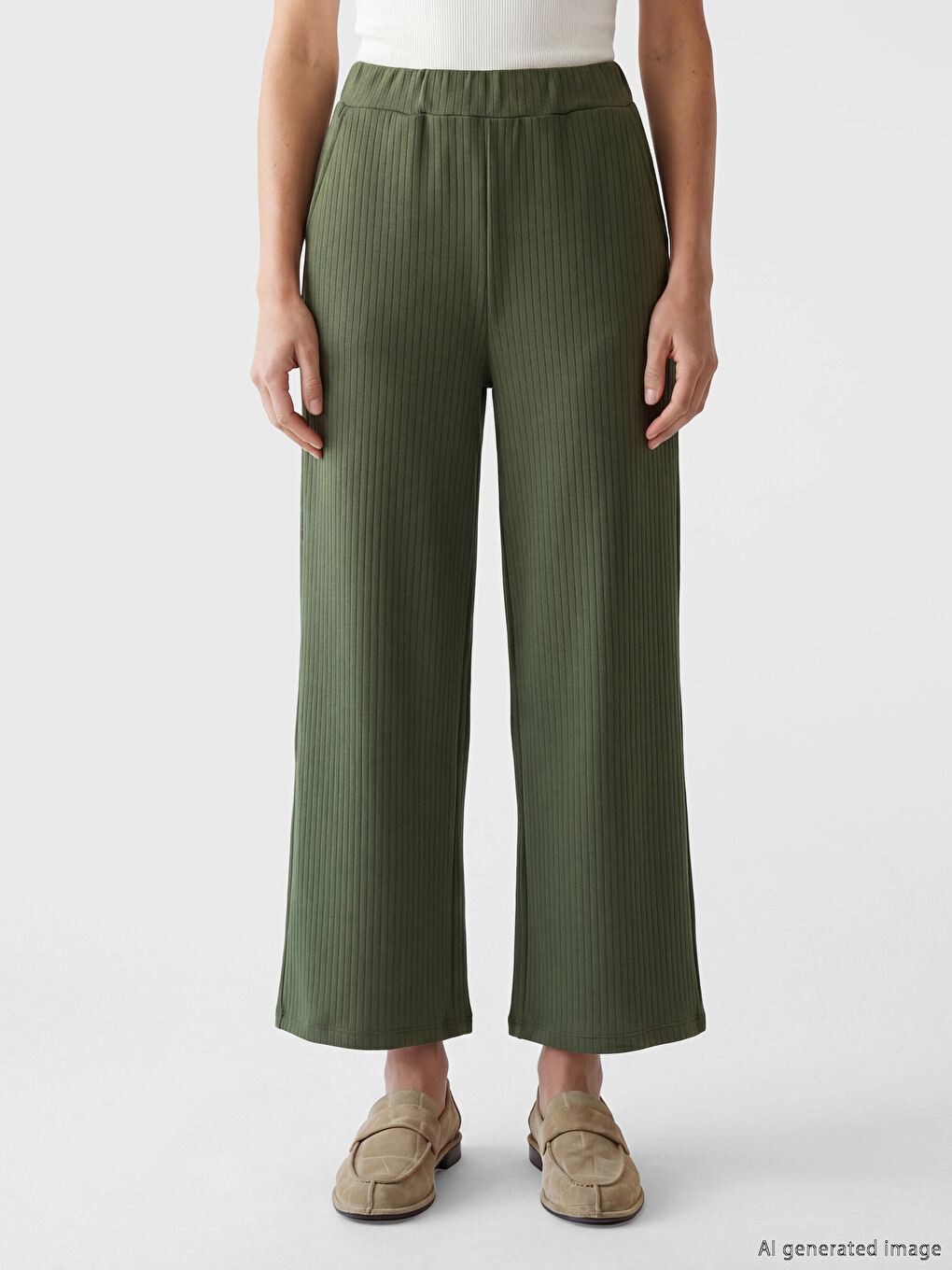 Loose Fit Striped Women's Trousers-1