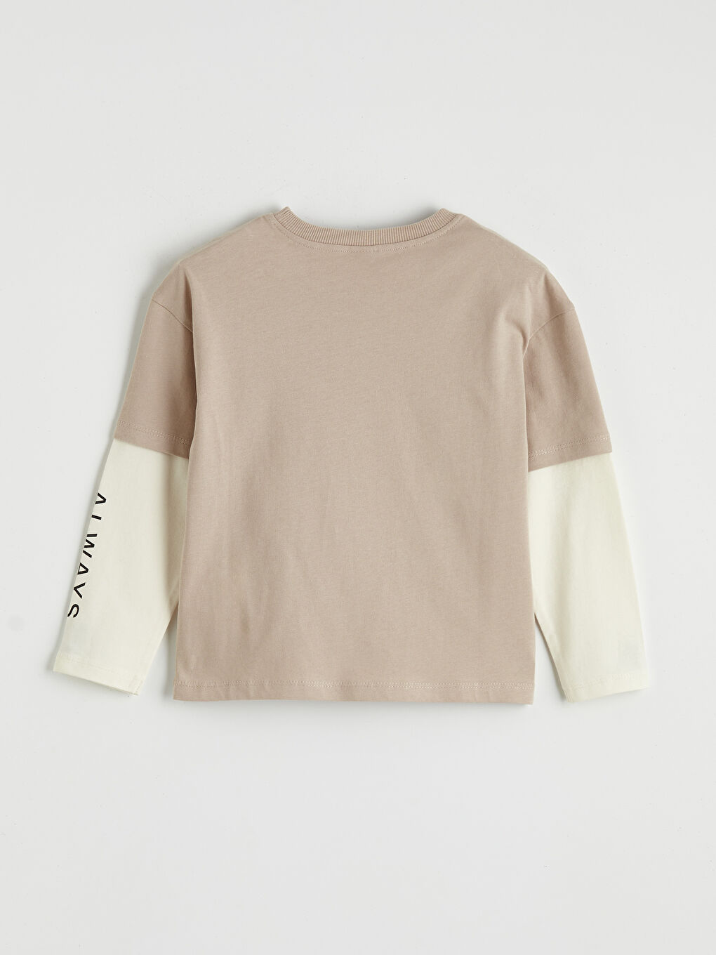 Bej Bisiklet Yaka Erkek Çocuk Tişört-1