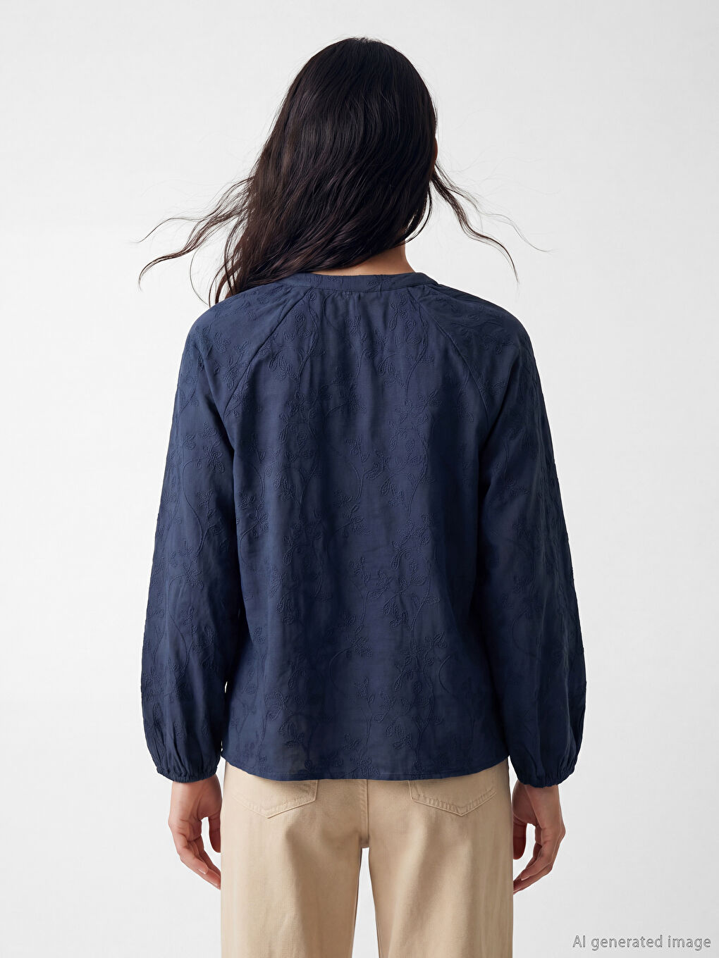 Tie-Neck Embroidered Blouse-3