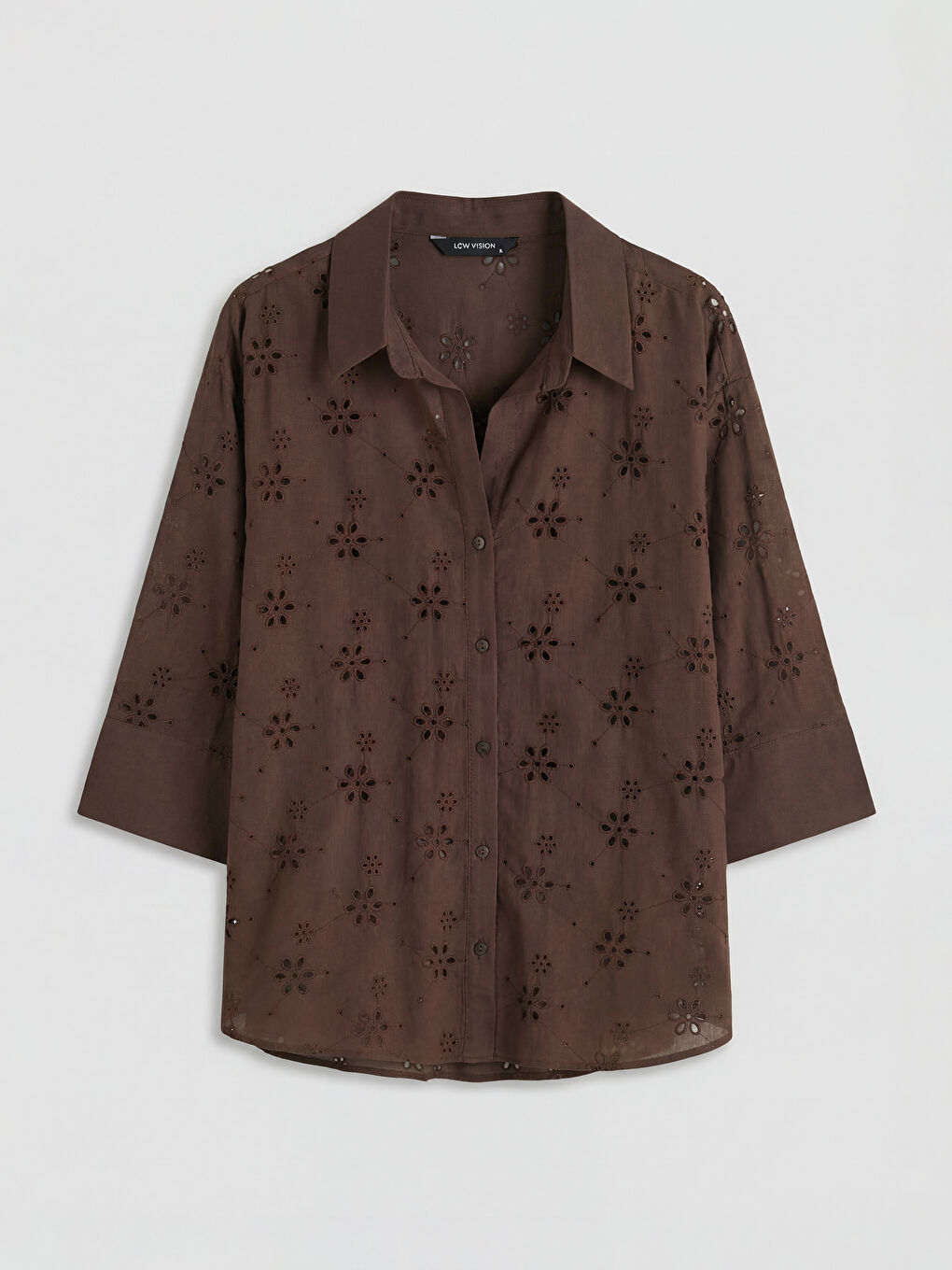 Kahverengi Ajurlu Oversize Kadın Gömlek