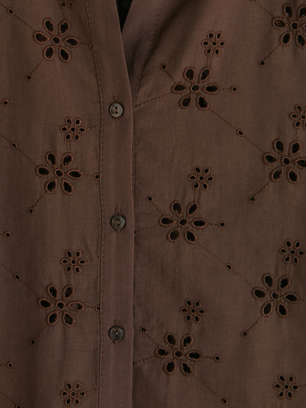 Kahverengi Ajurlu Oversize Kadın Gömlek-2