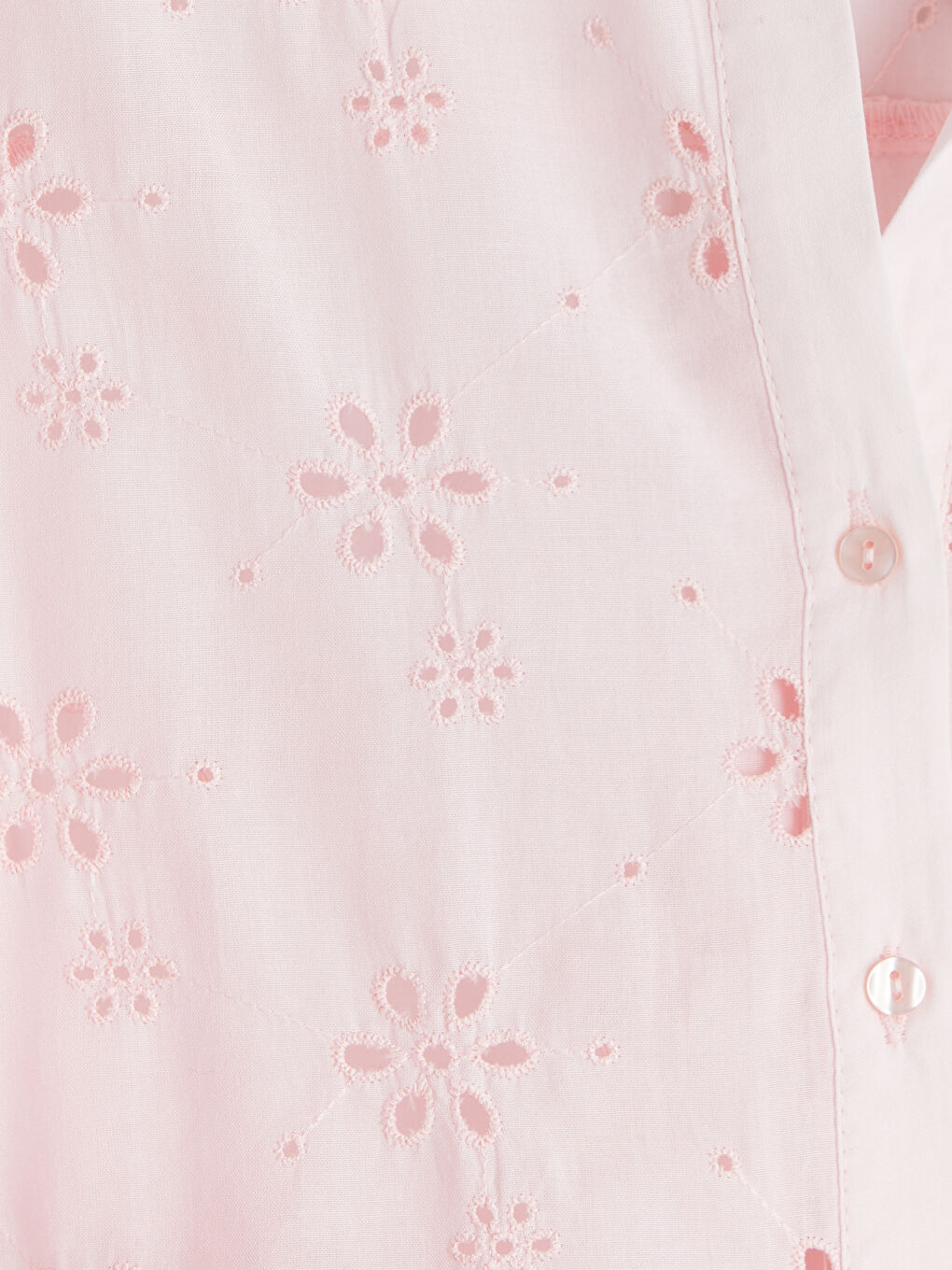 Pembe Ajurlu Oversize Kadın Gömlek-2