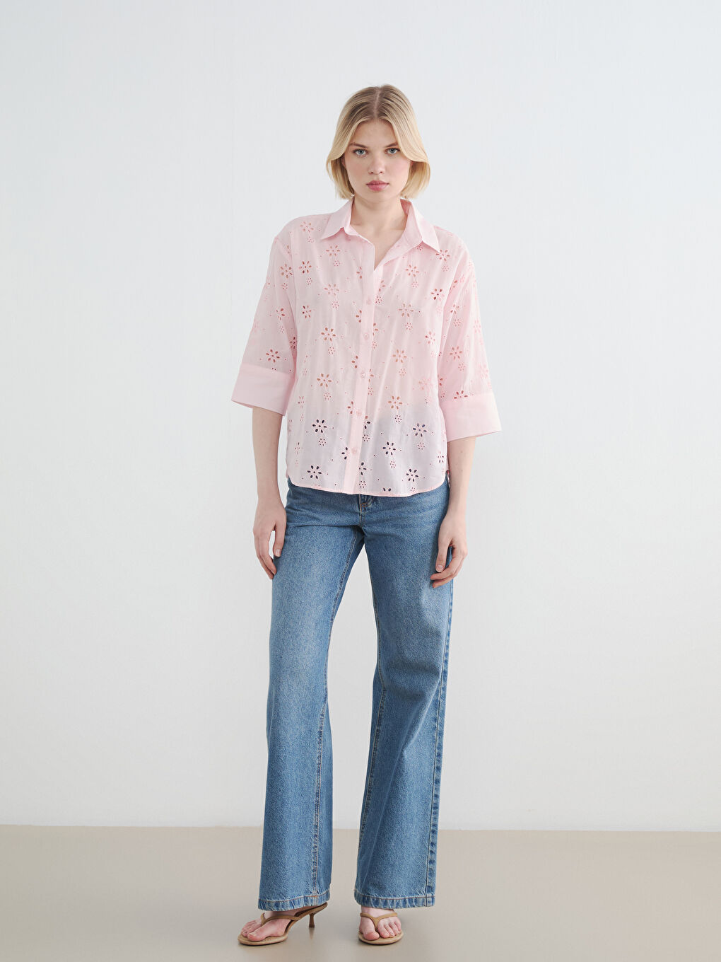 Rupičasta prevelika ženska košulja-1