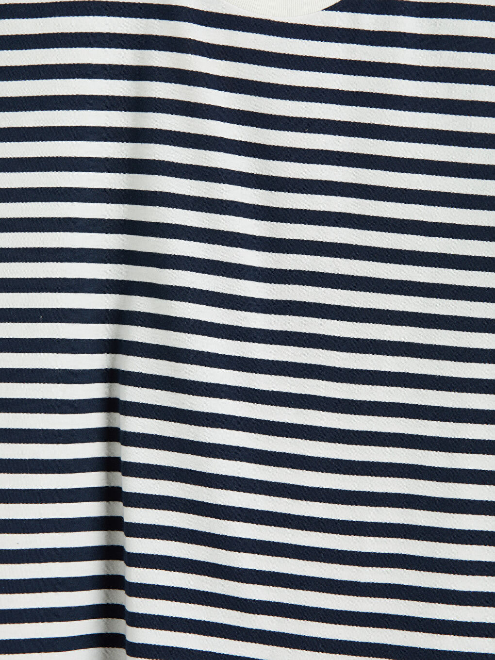 Lacivert Bisiklet Yaka Çizgili Kadın Tişört-1