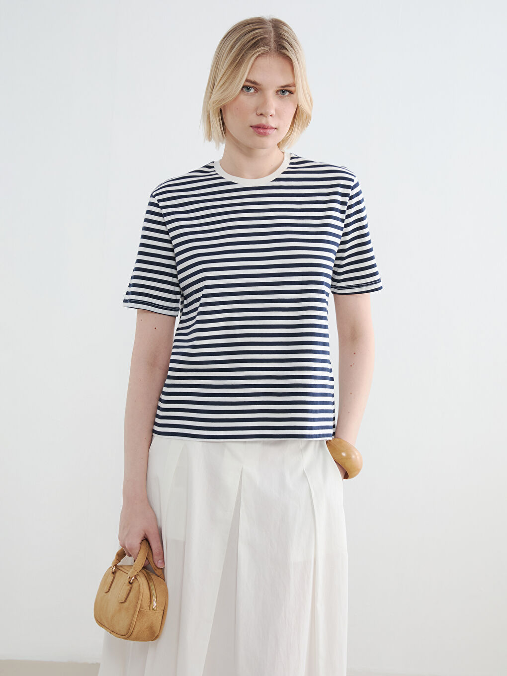 Crew Neck Striped Women's T-Shirt