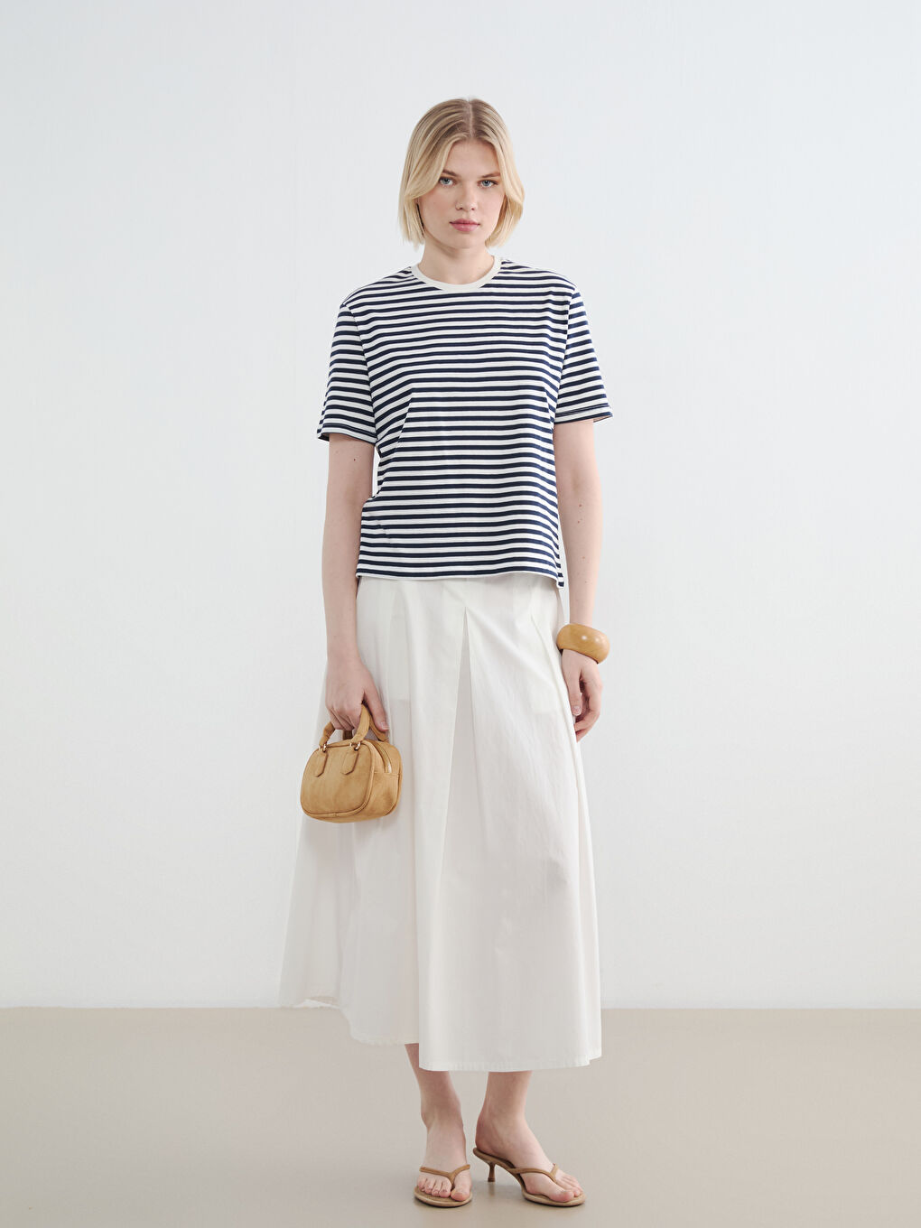 Crew Neck Striped Women's T-Shirt-1