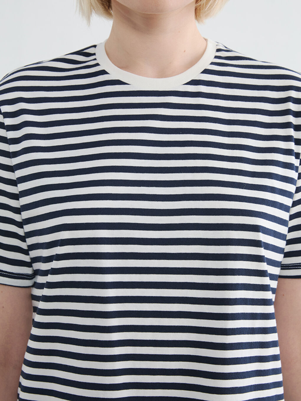 Crew Neck Striped Women's T-Shirt-2
