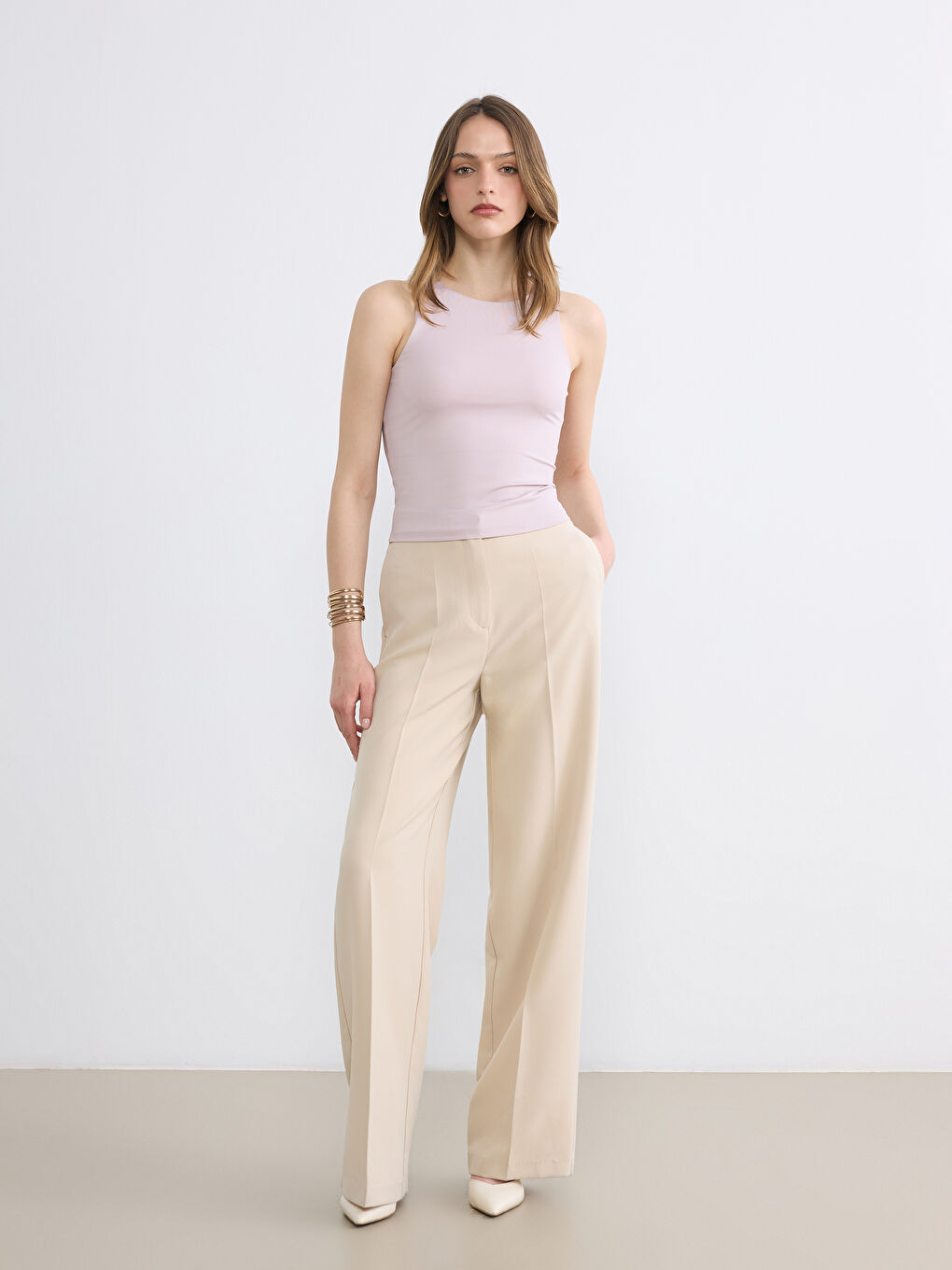 Pembe Bisiklet Yaka Kadın Atlet	-1