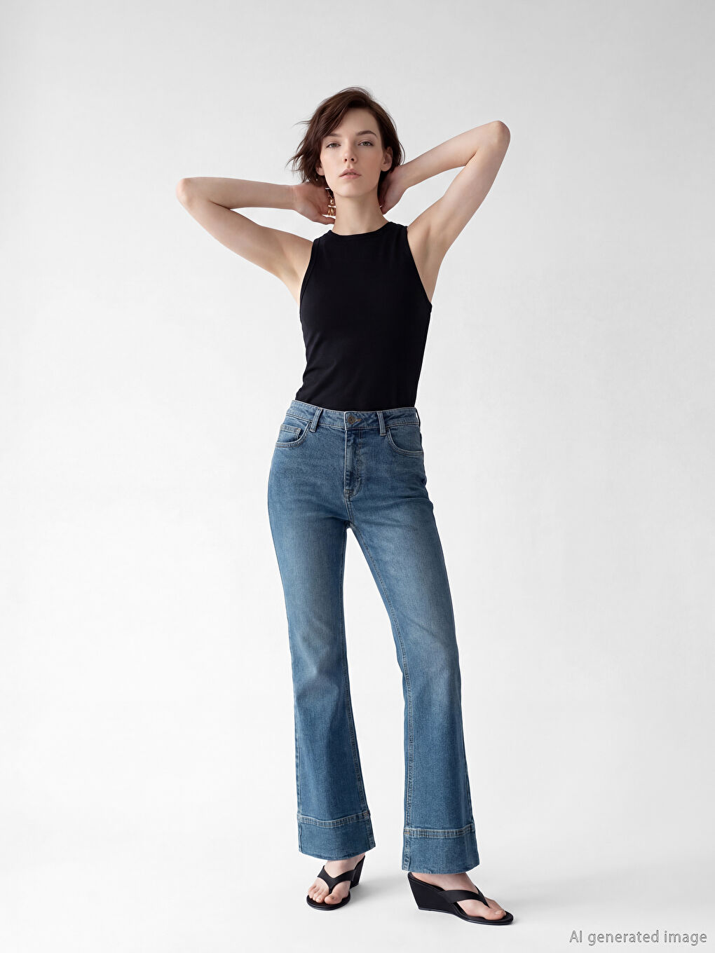 Siyah Bisiklet Yaka Kadın Atlet	-1