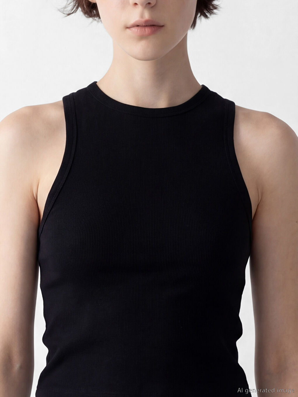 Siyah Bisiklet Yaka Kadın Atlet	-2