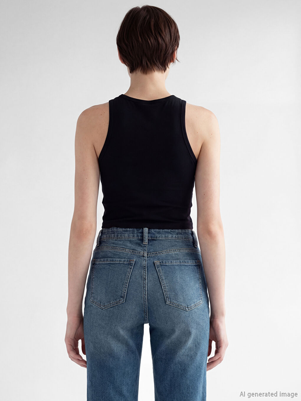 Siyah Bisiklet Yaka Kadın Atlet	-3