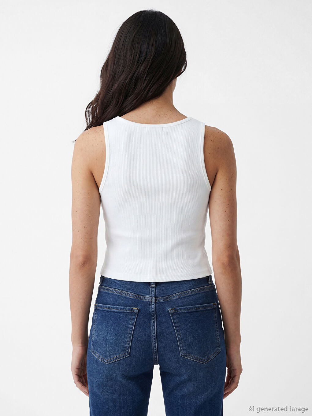 Beyaz Bisiklet Yaka Kadın Atlet	-3