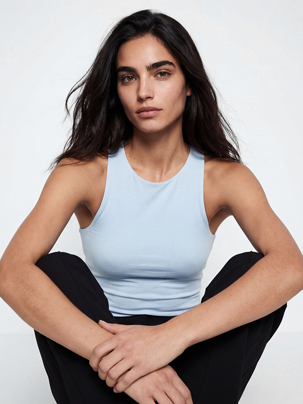 Mavi Bisiklet Yaka Kadın Atlet	