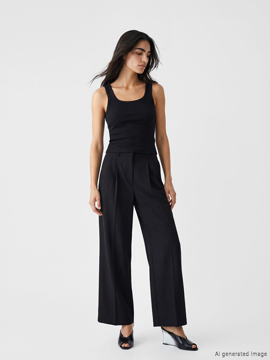 Siyah Kare Yaka Kadın Atlet-1