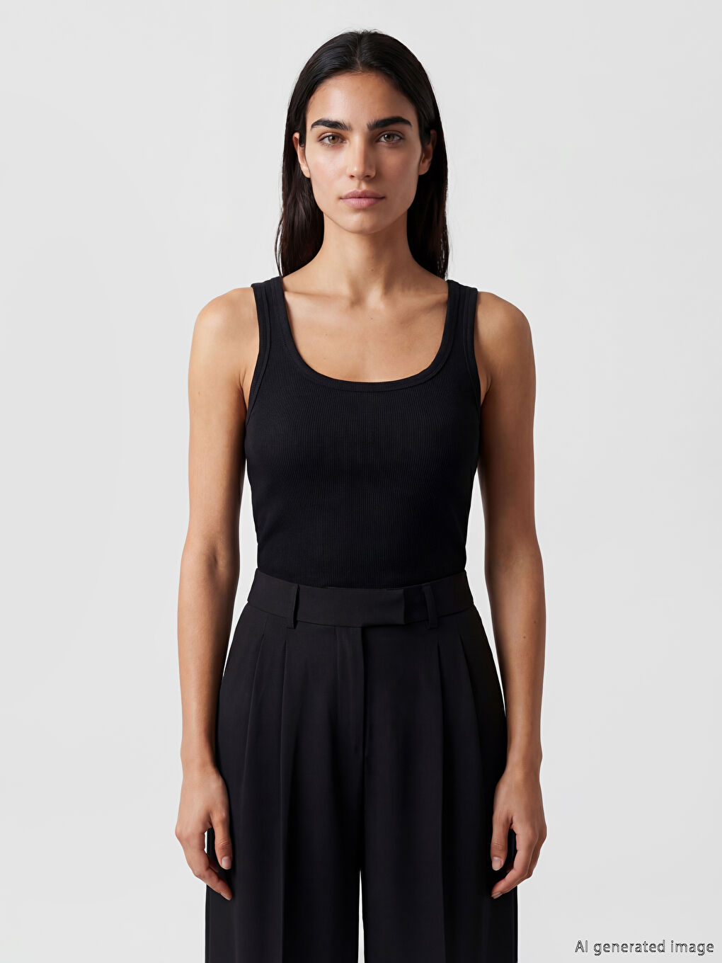 Siyah Kare Yaka Kadın Atlet-2