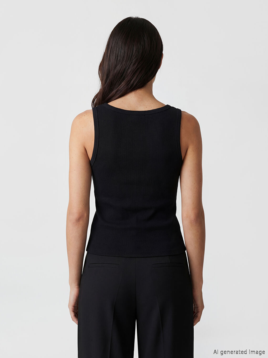 Siyah Kare Yaka Kadın Atlet-3