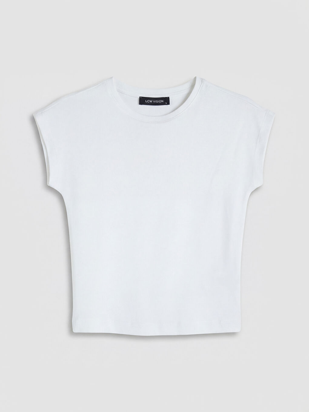 Beyaz Bisiklet Yaka Kadın Crop-4