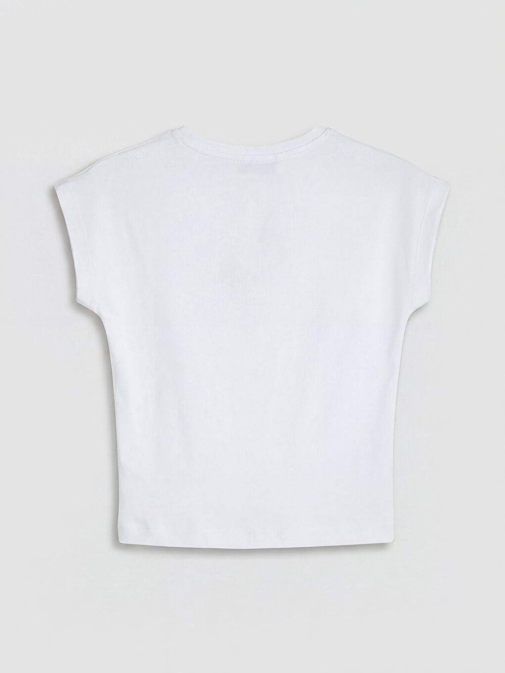 Beyaz Bisiklet Yaka Kadın Crop-5