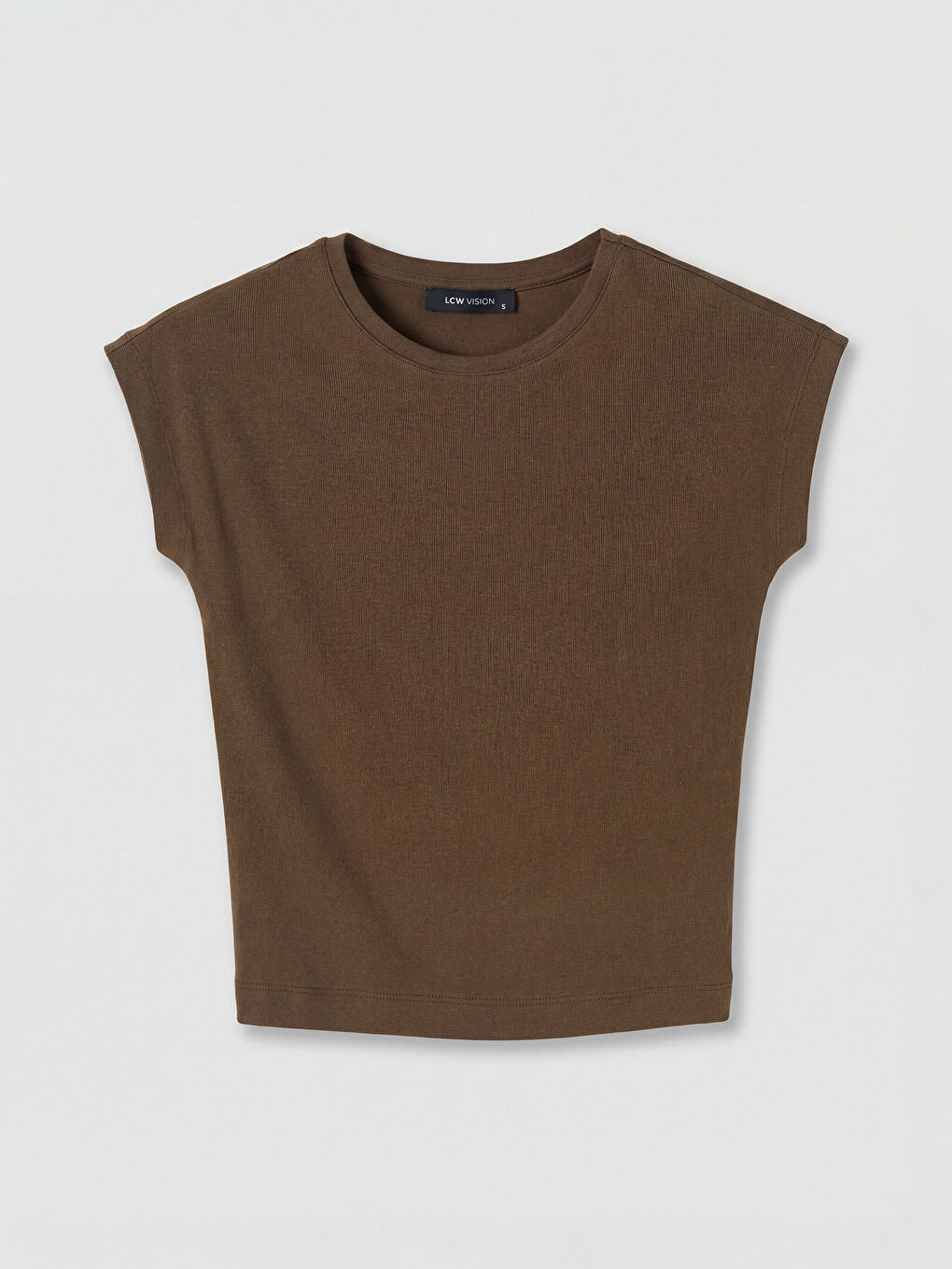 Kahverengi Bisiklet Yaka Kadın Crop