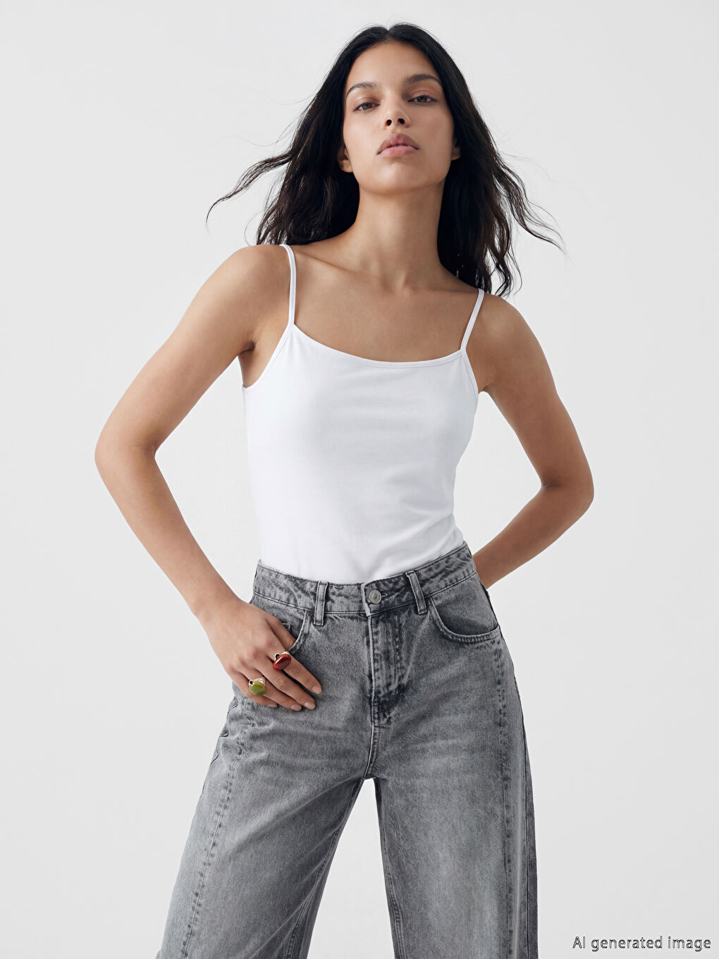 Vestă cu bretele cu guler în formă de U pentru femei