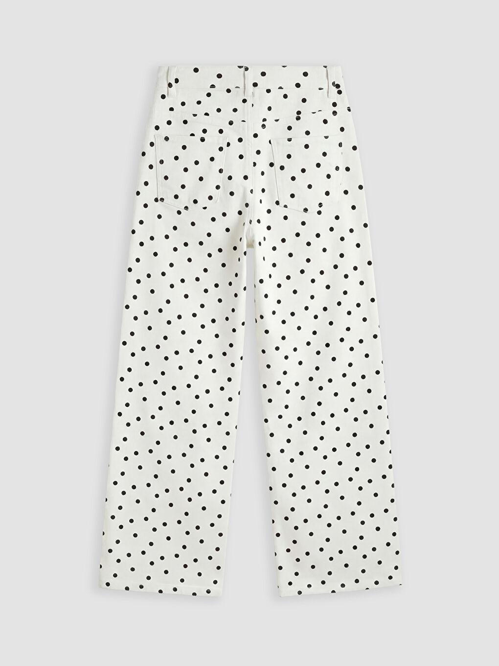 Ekru Wideleg Puantiyeli Kız Çocuk Gabardin Pantolon-1