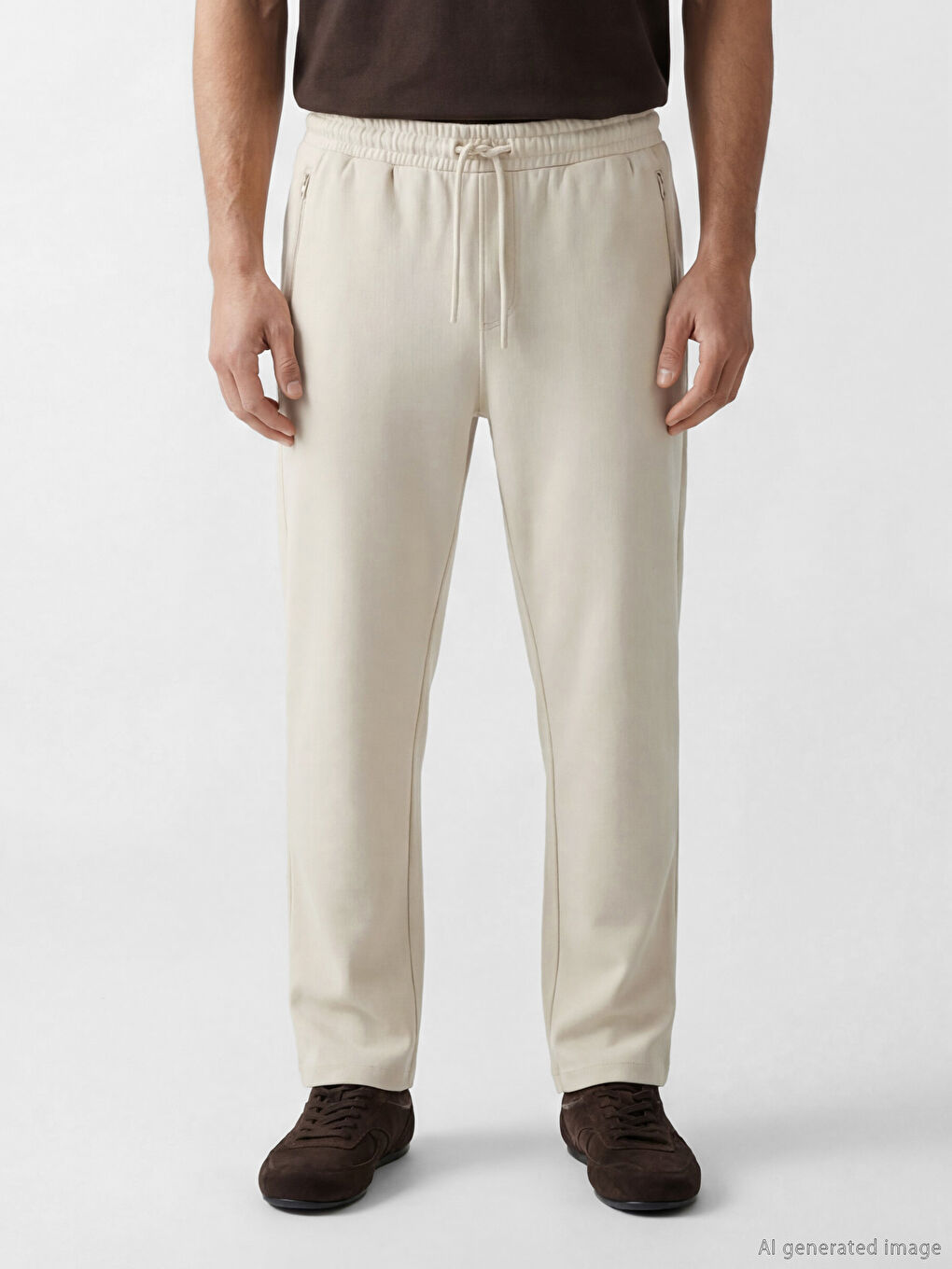 Bej Standart Kalıp Erkek Eşofman Altı-1