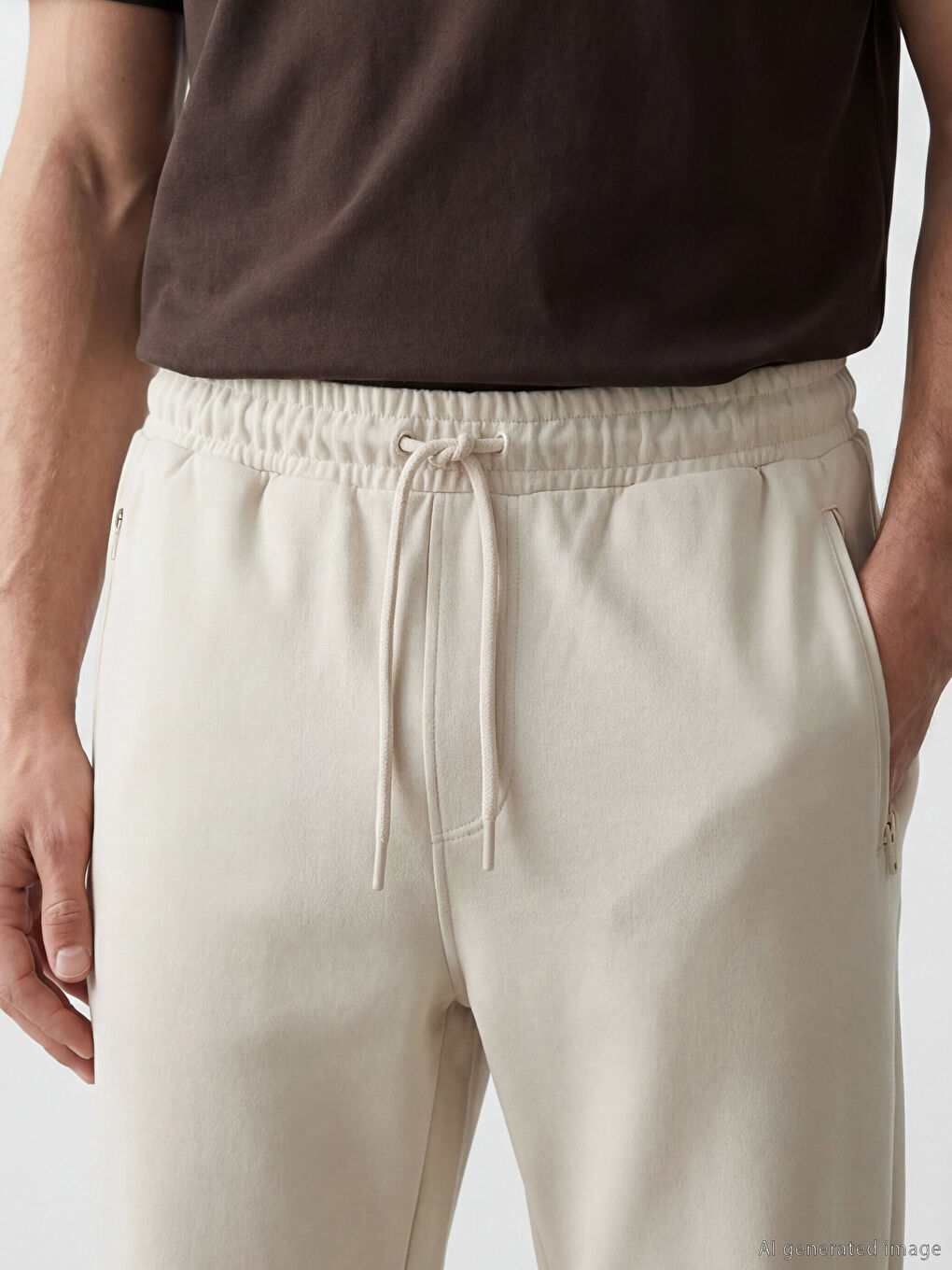 Bej Standart Kalıp Erkek Eşofman Altı-2