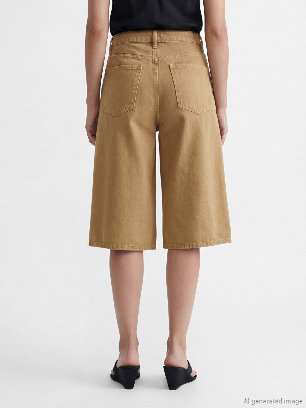High Waisted Bermuda Fit Women's Denim Shorts-2