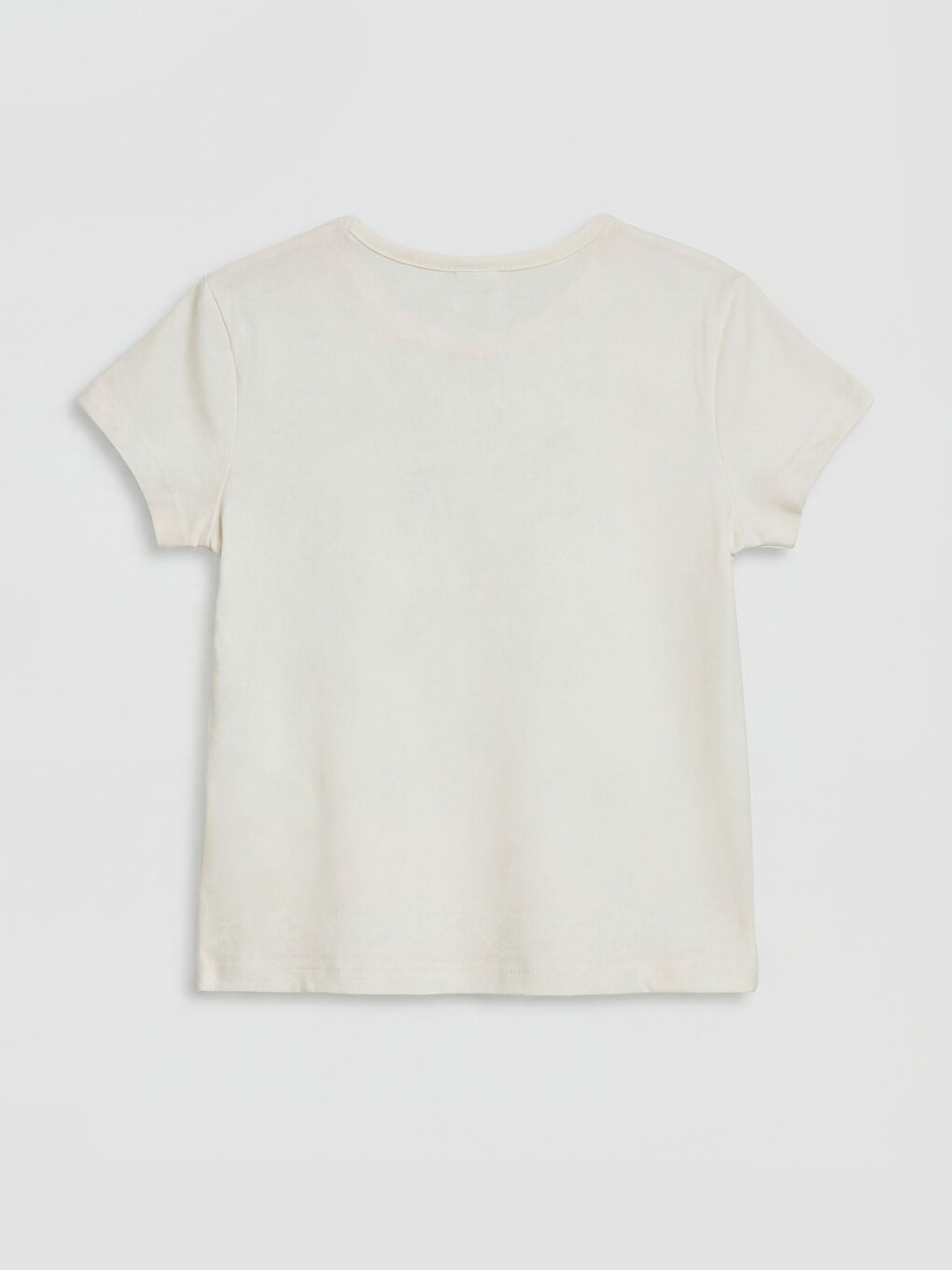 Beyaz Bisiklet Yaka Fiyonk Baskılı Kız Çocuk Tişört-2