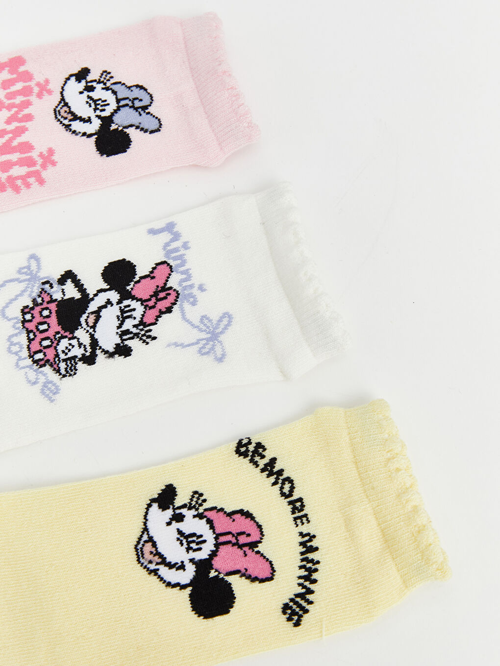 Pembe Minnie Mouse Desenli Kız Çocuk Patik Çorap 5'li-1