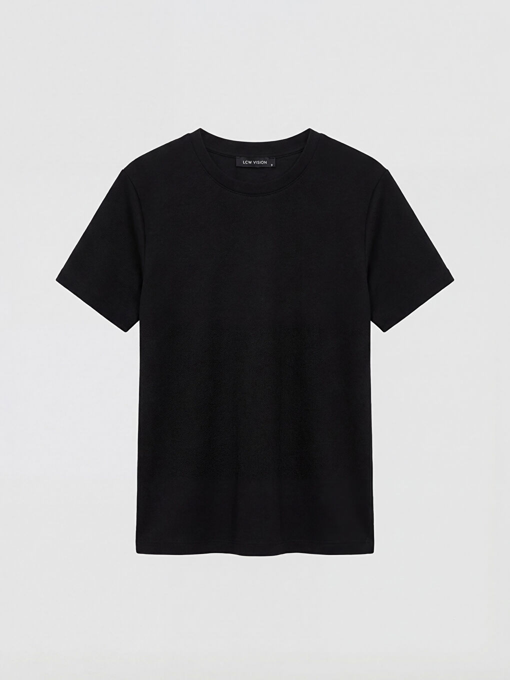 Siyah Bisiklet Yaka Kadın Tişört-4